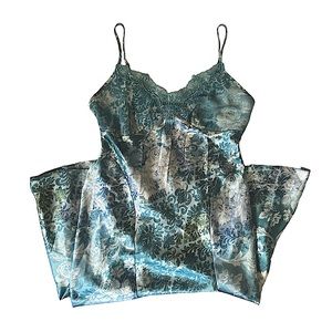 Vintage Blue Floral Lingerie Slip Dress